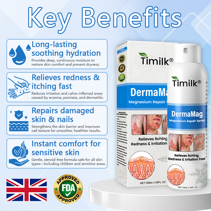 ✅ Official Store: Timilk® DermaMag Magnesium Repair Spray 🔥 FDA Certified (Clinically Proven Relief for Psoriasis, Eczema, and Chronic Skin Irritation 🌿)
